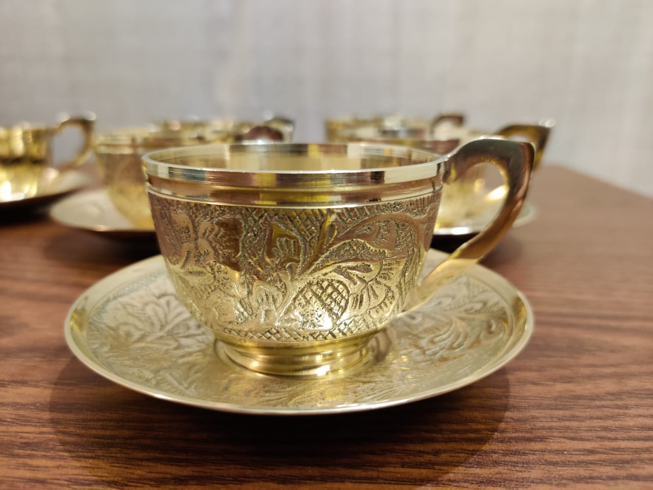 Pure Brass Tea Cup with Saucer Set (150ml)